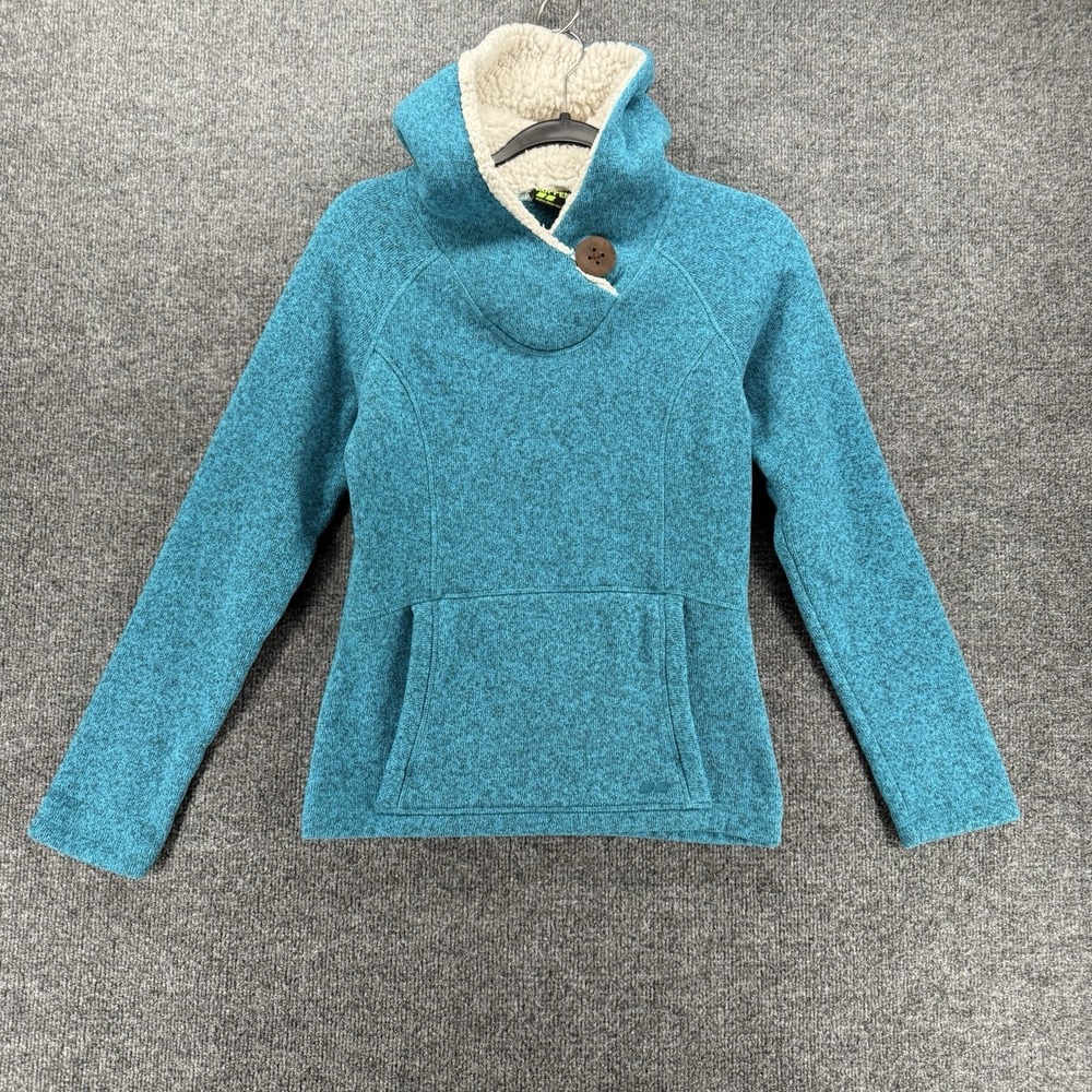 Koppen Sweater Womens S Blue Pullover Pocket Lined Hoodie Outdoor Cozy Winter